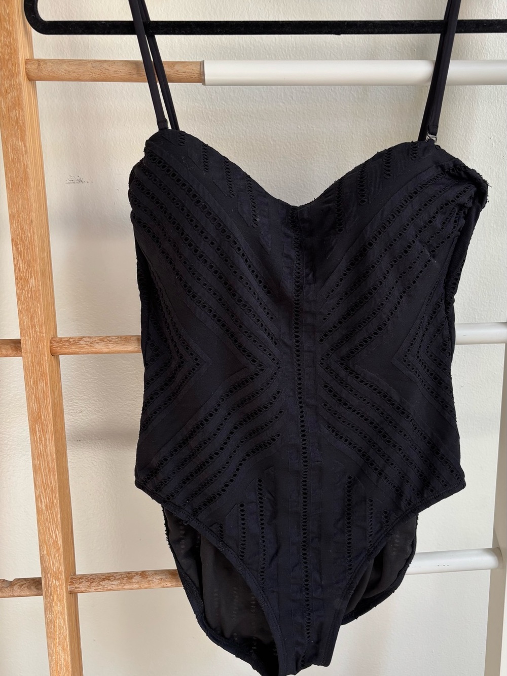 Kenneth Cole Black Strap swimsuit with Textured Detail